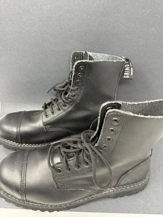 Grinders Boot Black London England Mens 12 Combat Style Boots - Picture 3 of 11